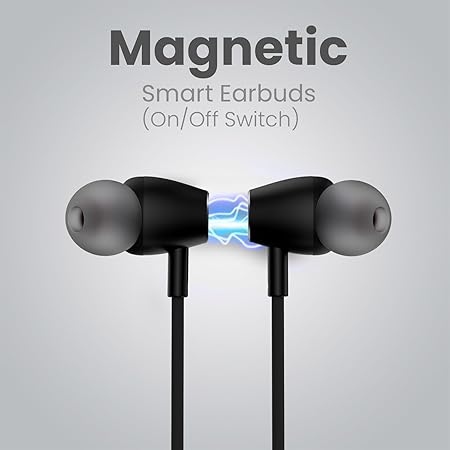 Portronics Harmonics Z8 Bluetooth Wireless in Ear Earphones with 40H Playback, Magnetic Earbuds(ON/Off), LED Battery Display, 10mm Driver, Gaming/Music Mode, IPX4 Water Resistant, Fast Charging(Black)POR 2529