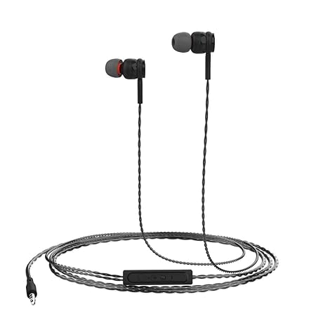 Portronics Conch Gama in-Ear Wired Earphone, 1.2m Tangle Free Cable, in-Line Mic, Noise Isolation 3.5mm Aux Port and High Bass(Black)POR 1025
