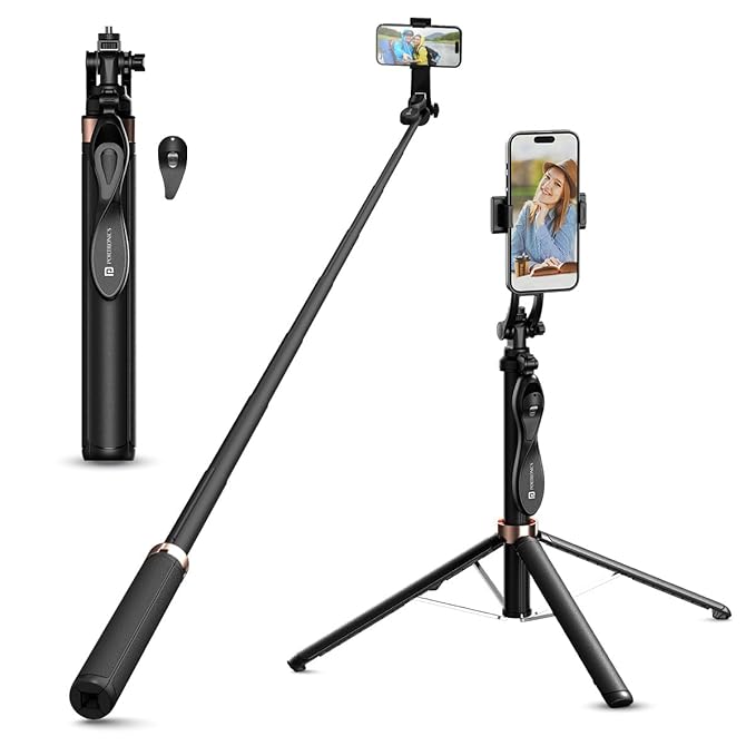 Portronics Lumistick Pro Smart Selfie Stick with 360 Degree Rotation, 10 M Bluetooth Range, 1600 mm Extension Rod for iPhone/Mi/OnePlus/Samsung/Oppo/Vivo and All Phones(Black)POR 2064