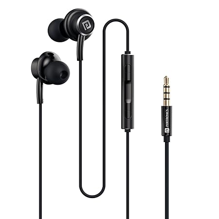 Portronics Conch Sigma A in Ear 3.5mm Aux Wired Earphones with in Line HD Mic & Magnetic Earbuds, Powerful Audio, 14.2mm Driver, Anti Tangle Wire, in line Controls, Wide Compatibility(Black) POR 3033,3034