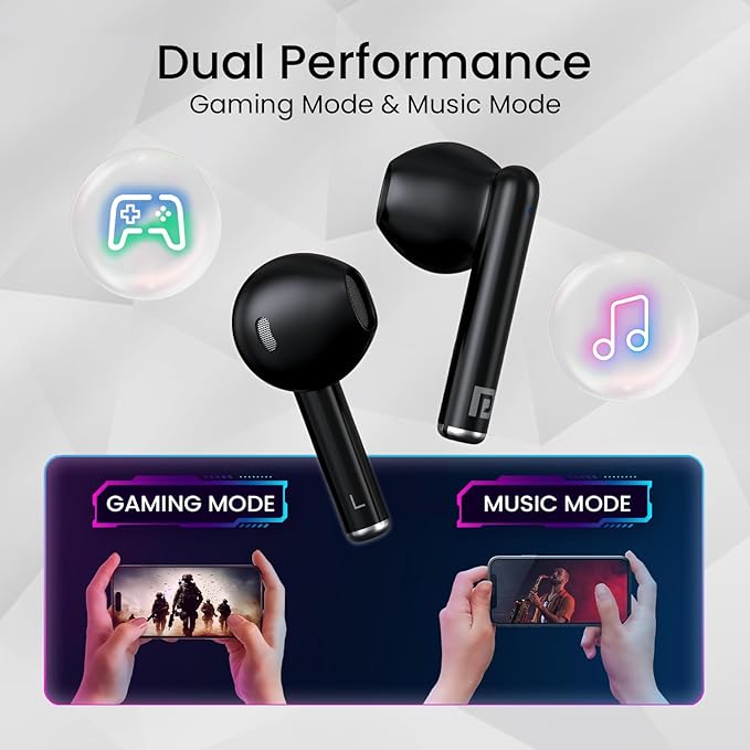 Portronics Twins S20 in Ear TWS Earbuds with 35 Hour Playtime, Touch Control, Low Latency, Game & Music Mode, 13mm Bass Dynamic Driver, IPX5 Water & Sweat Resistance, Type C Fast Charging(Black)POR 2218, 2219