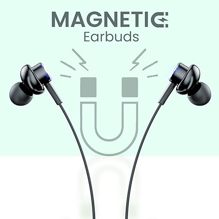 Portronics Conch Gamma C in Ear Type C Wired Earphones with in Line HD Mic & Magnetic Earbuds, Powerful Audio, 14.2mm Driver, TPE Anti Tangle Wire, in line Controls, Wide Compatibility(Black)POR 3064