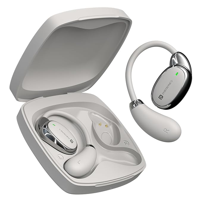 Portronics Harmonics Twins 31 Over Ear OWS Smart Wireless Earbuds with HD Mic, Secure & Flexible Earhook, Touch Control, 24 Hrs Playtime, Music/Gaming Mode, BT 5.4V, Light Weight POR 2750
