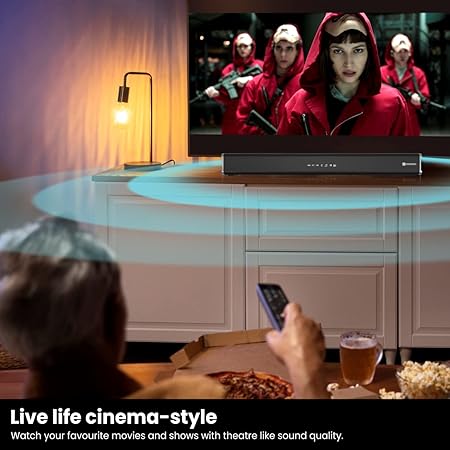 Portronics Sound Slick 5 80W Bluetooth Wireless Soundbar with LED Display, 3.5mm Aux-in, Supports USB, Optical Input Port, Remote Control(Black)POR 1675