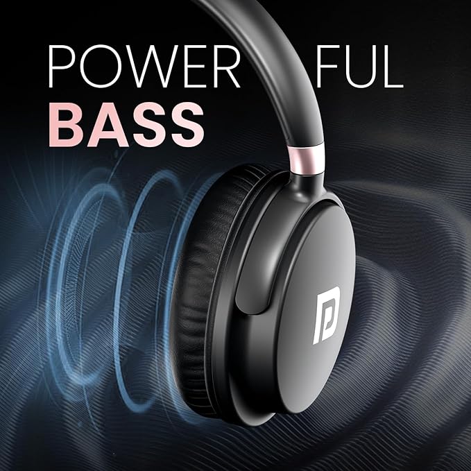 Portronics Muffs M3 Over Ear Headphones with ANC Enabled, Upto 40 Hours Playtime, in-Built Mic, 40mm Driver, Powerful Bass, Soft Ear Cushion, BT 5.3V, AUX in, Foldable Design, Type C Fast Charging POR 2574