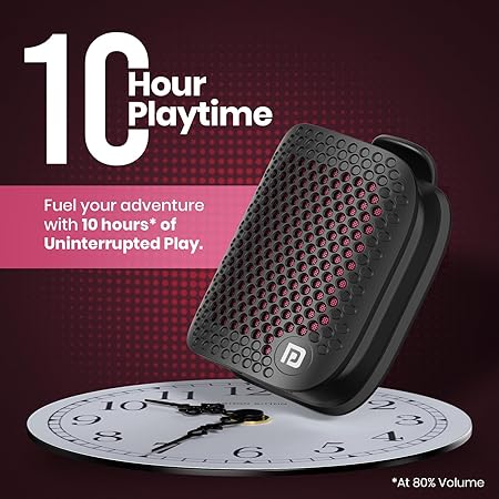 Portronics Talk Five 3W Wearable Bluetooth Speaker with Mic, Spring Clip-On, Upto 10Hours Playtime, IPX5 Water/Dust Resistant, Bluetooth 5.3v, Big Buttons, Portable Speaker with Microphone (Black)POR 2713