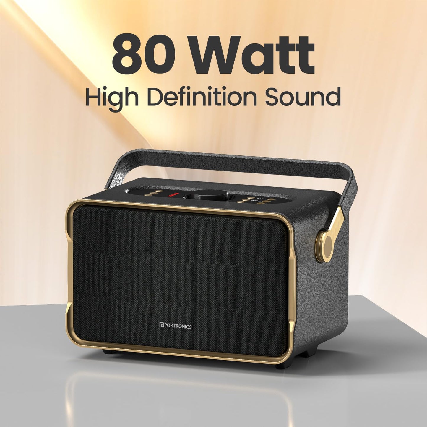 Portronics Harmony 80W Premium Portable HD Sound Speaker, Upto 6 Hours Playtime, 2.1 Channel, Bass Boost Technology, Bass/Treble Adjustment, Bluetooth Connectivity, Aux in, USB in, Bass RadiatorPOR 2337