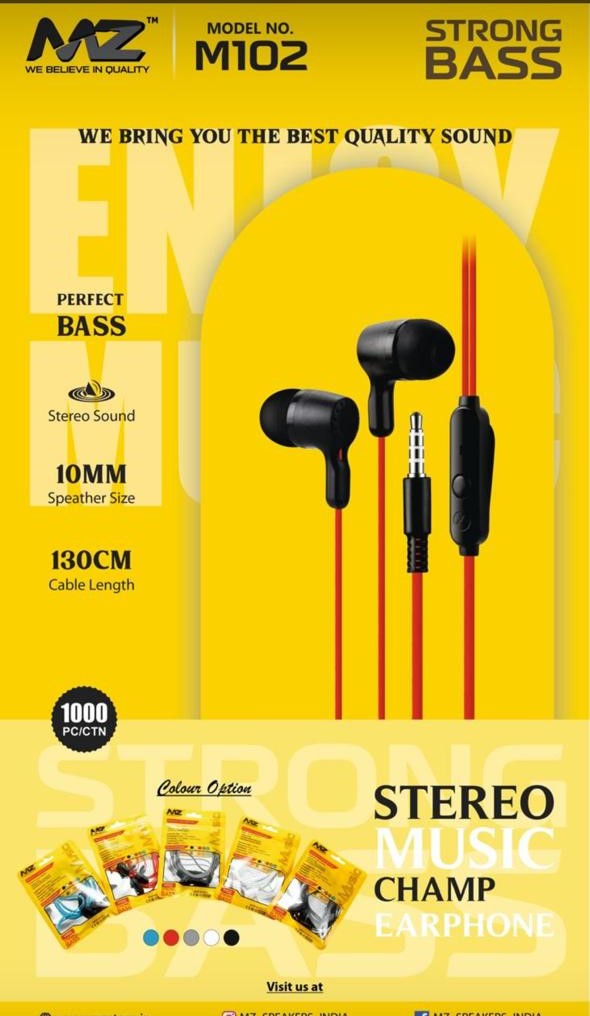 MZ Model M102 Strong Bass Champ Earphone with Mic