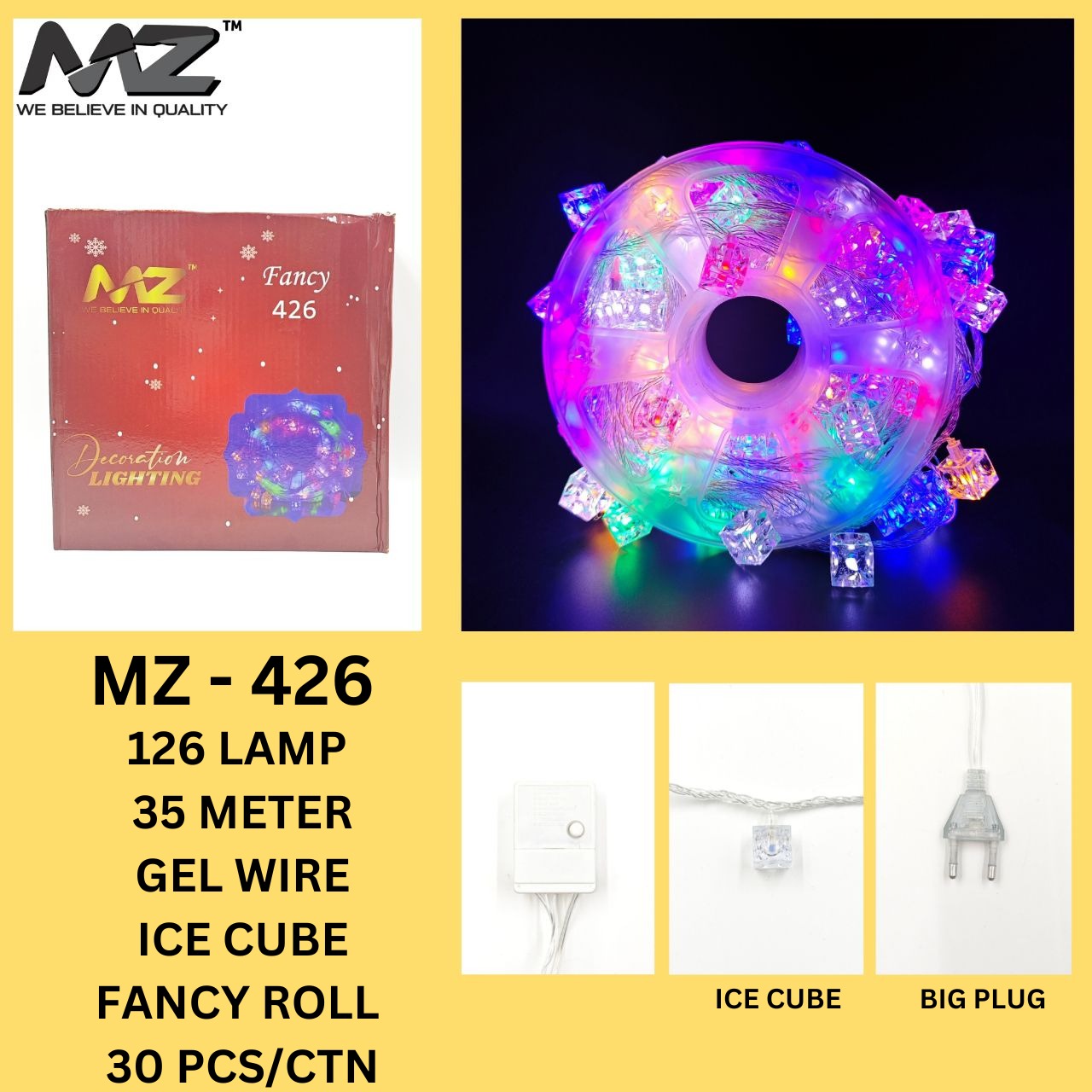 MZ-426 126 LAMP, 35 METER, GEL WIRE, ICE CUBE, FANCY, MULTI