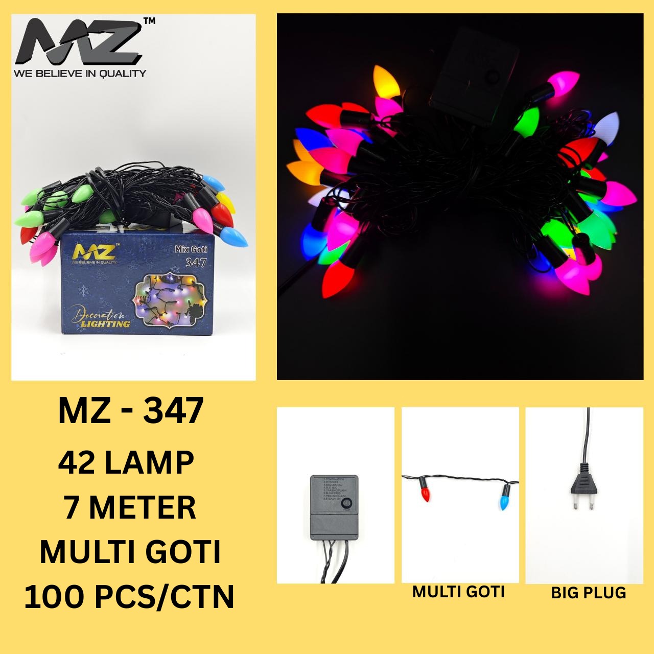 MZ-347 42 LAMP, 7 METER, MULTI GOTI, MIX MODEL, WITH REMOTE