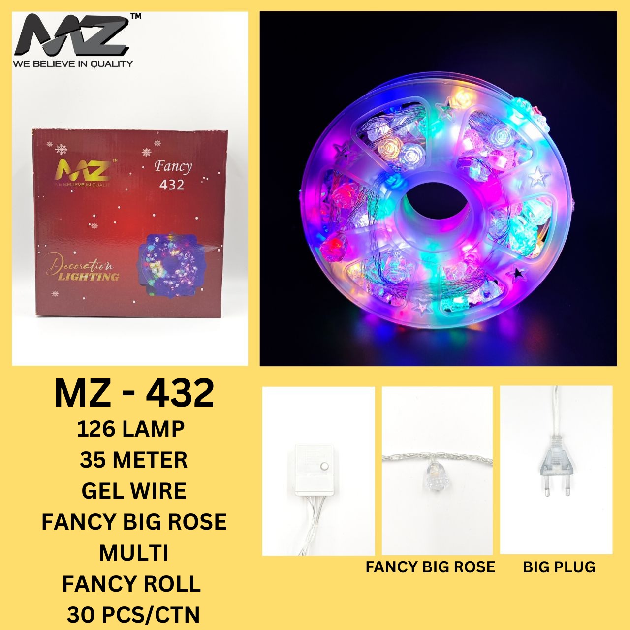 MZ-432 126 LAMP, 35 METER, GEL WIRE, ROSE, FANCY, MULTI