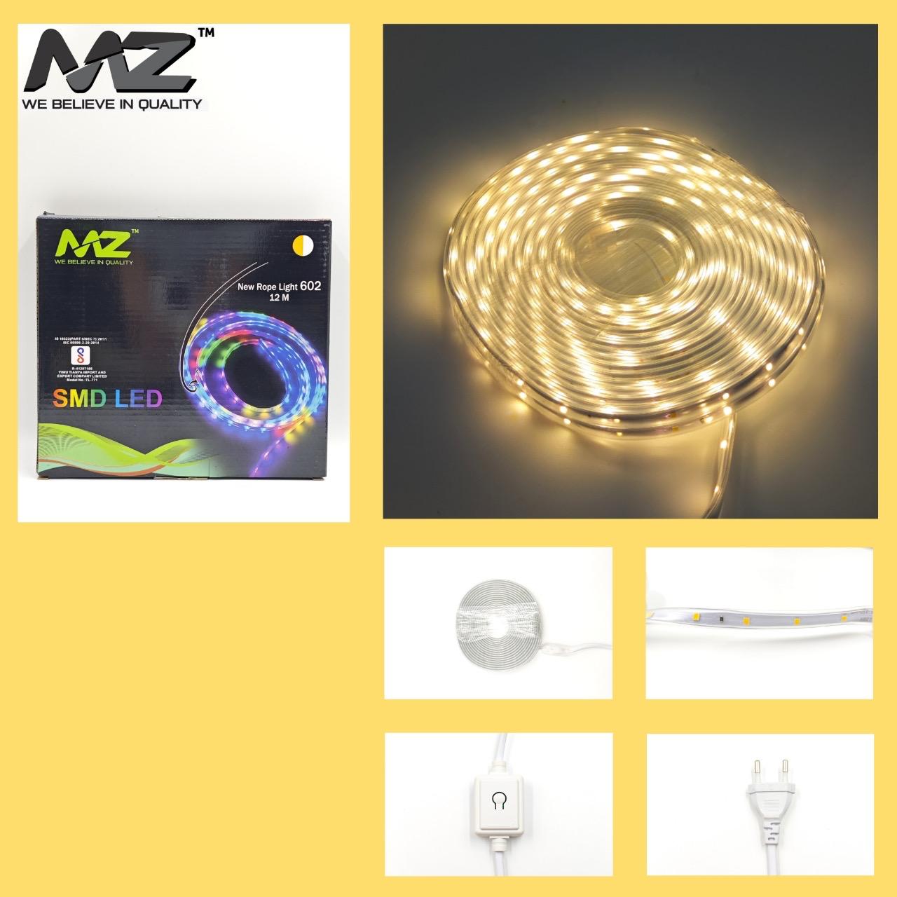 MZ-602,12 METER, NEW SLIM ROPE LIGHT, WARM WHITE