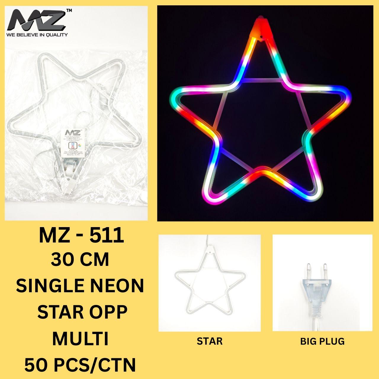 MZ-511,30 CM, NEON STAR, SINGLE OPP BAG, MULTI