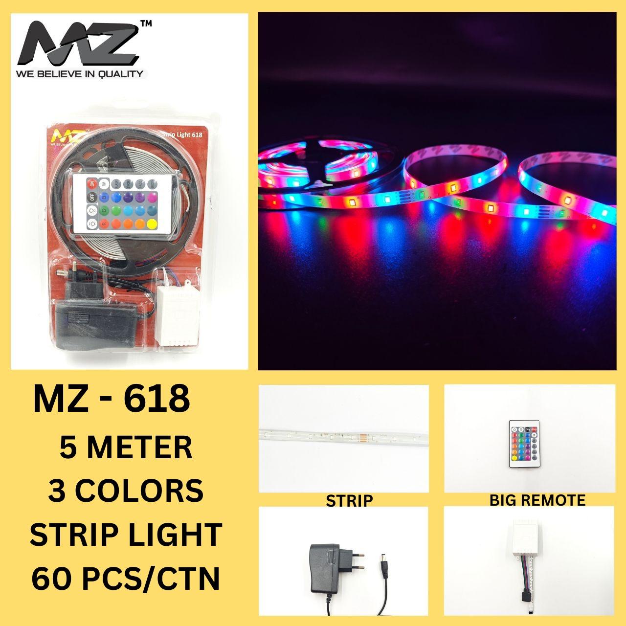 MZ-618, 5 METER, 2835 STRIP LIGHT, 3 COLOR WITH REMOTE