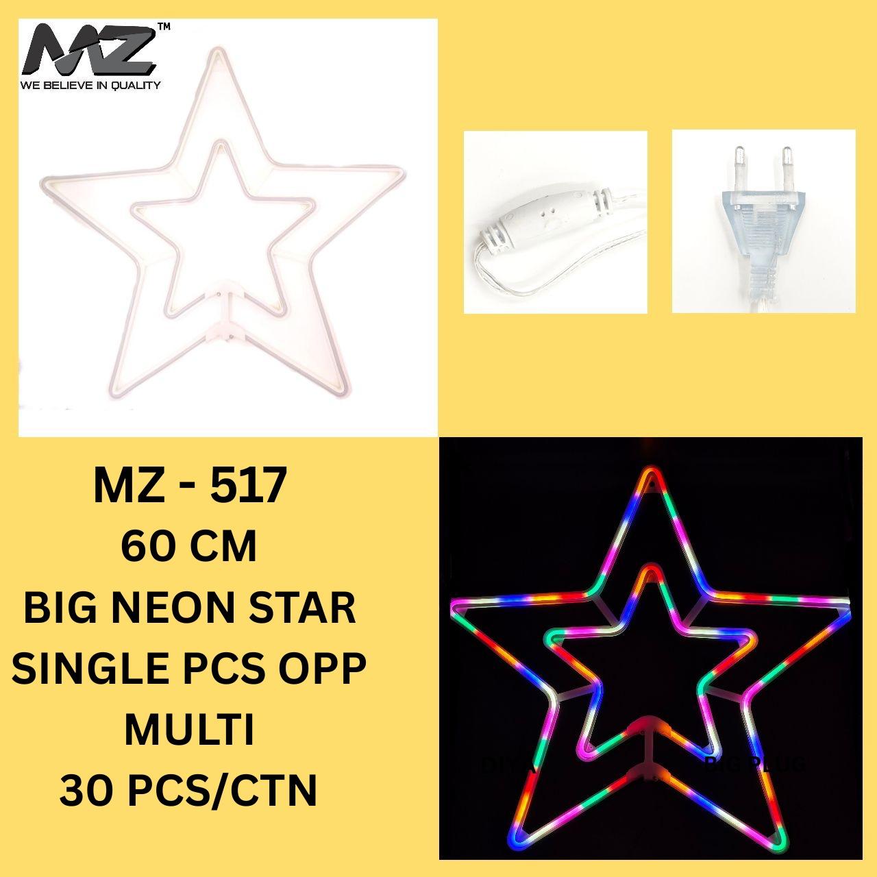 MZ-517, 60*60 CM, NEW NEON STAR OPP BAG, MULTI