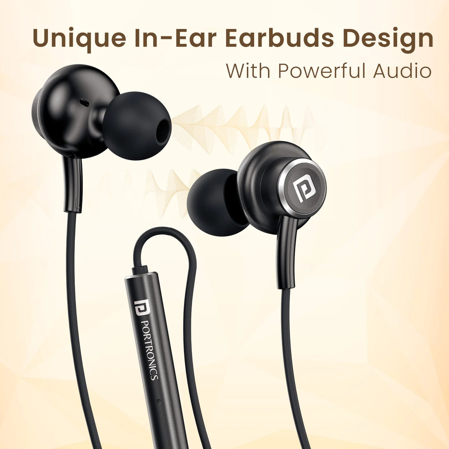 PORTRONICS Conch Sigma 14.2mm Dynamic Driver | Unique in Ear Earbuds | In-Line Mic | All Type C Devices POR 2922, 3036