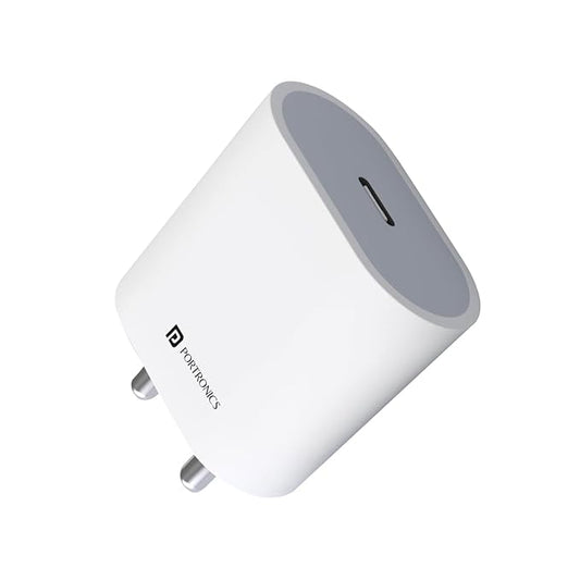 Portronics Adapto 20 Type C 20w Charger for Android,iPhone 14/14 Plus/ 14 Pro/ 14 Pro Max, iPhone 13/13 Pro/13 Pro Max/13 Mini, 12/12 Mini/ 12 Pro Max, iPhone 11 Series with PD 3.0 (White)POR 1238