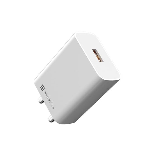 Portronics Adapto One Pro 18w 3A Mach USB Fast Charging Adaptor with 1M Type C Charging Cable, Compatible for iPhone 11/Xs/XS Max/XR/X/8/7/6/Plus, iPad Pro/Air 2/Mini 3/Mini 4, Samsung S4/S5 (White)POR 1963