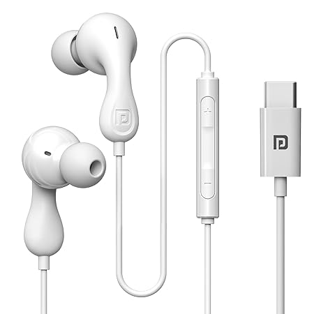 Portronics Conch Kappa C in Ear Type C Wired Earphones with In Line HD Mic, Powerful Audio, 14.2mm Dynamic Driver, Unique Earbuds Design,TPE Anti Tangle Wire,In line Controls,Wide Compatibility(White)POR 3053