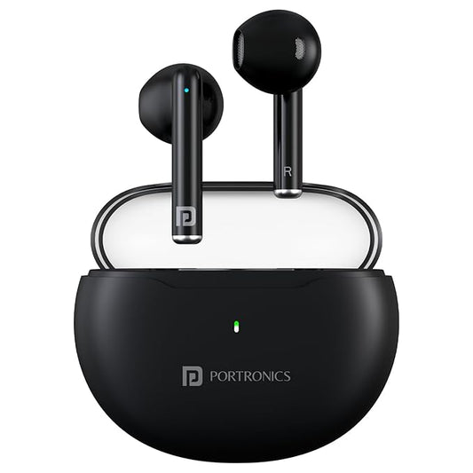 Portronics Twins S20 in Ear TWS Earbuds with 35 Hour Playtime, Touch Control, Low Latency, Game & Music Mode, 13mm Bass Dynamic Driver, IPX5 Water & Sweat Resistance, Type C Fast Charging(Black)POR 2218, 2219