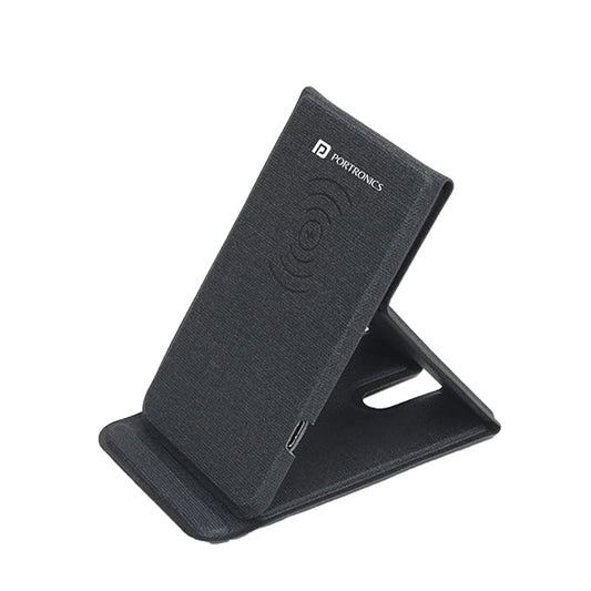 Portronics Freedom Fold 15W Foldable Wireless Charger with Premium PU Leather, 1 Mtr Type C Charging Cable Compatible with iPhone 8 & Above and Other QI Enabled Devices POR 2123
