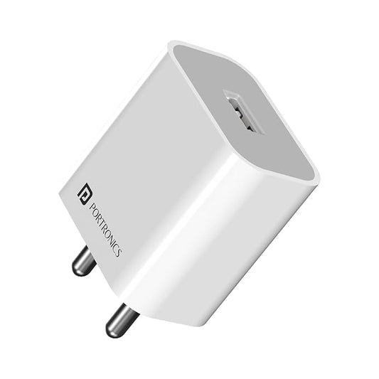 Portronics Adapto 12 2.4A 12W Fast Wall Charger for iPhone 11/Xs/XS Max/XR/X/8/7/6/Plus, iPad Pro/Air 2/Mini 3/Mini 4, Samsung S4/S5, and More(White)POR 1962