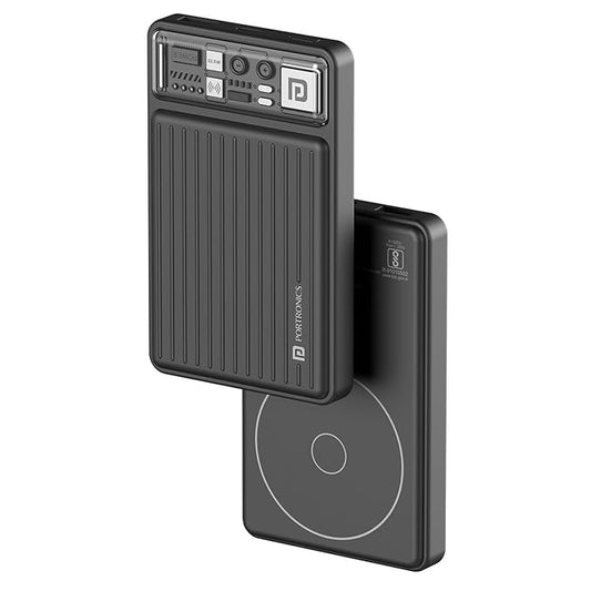 Portronics Luxcell Wireless Mini 10k 10000mAh 15W Magnetic Wireless Fast Charging Nano Power Bank with 22.5 Wired Output Compatible with iPhone 12 & Above & Other QI Enabled Devices