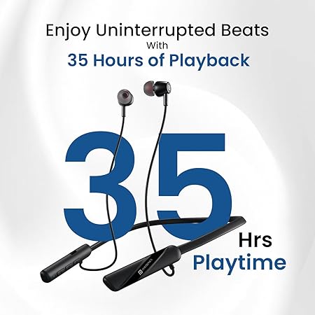 Portronics Harmonics Z10 in Ear Bluetooth Headphone with Mic, 35Hour Playtime,10mm Driver, Magnetic Earbuds, Voice Assistant, Bluetooth 5.3V, IPX4 Water/Sweat Resistance, Type C Fast Charging(Black)POR 2404