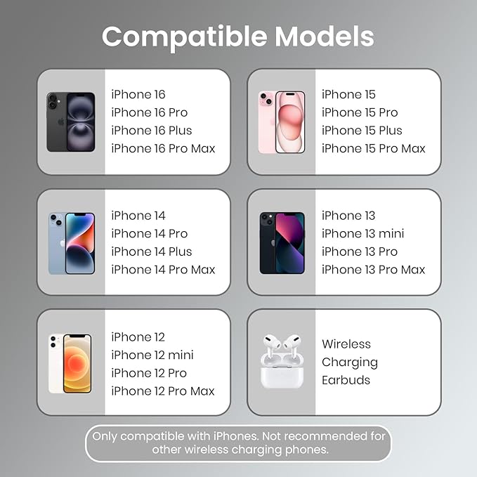 Portronics Quikk 15W Qi2 Certified Fast Charging Wireless Charger, Magnetic Compatible, Best for iPhone 16/15/14/13/12 Plus, Pro, Pro Max & All Wireless Enabled Smartphones & Earbuds(Black)POR 2133, 2134