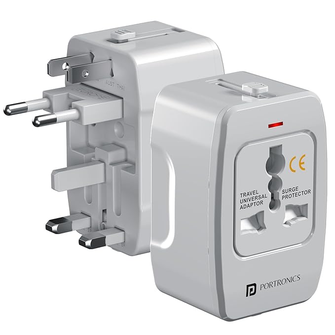 Portronics Juicemate 3 Universal Travel Adapter with 6A AC Socket Output,Universal AC Socket, All in One International Travel Fast Charging Adapter, Suitable for 200+ Countries US,UK,EU,AUS,Etc(White)POR 2870