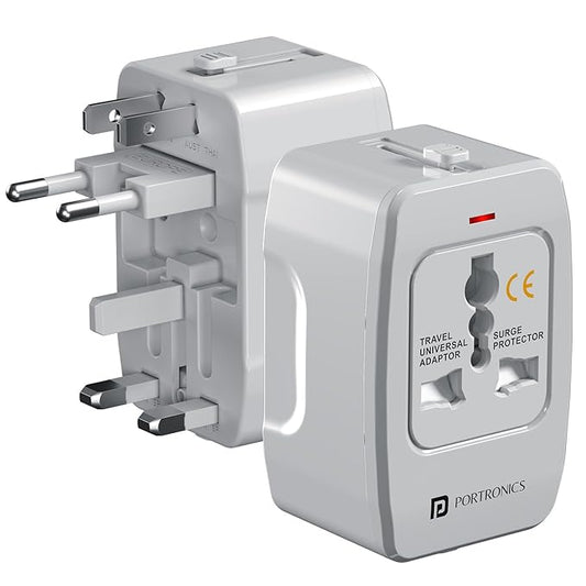Portronics Juicemate 3 Universal Travel Adapter with 6A AC Socket Output,Universal AC Socket, All in One International Travel Fast Charging Adapter, Suitable for 200+ Countries US,UK,EU,AUS,Etc(White)POR 2870