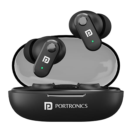 Portronics Harmonics Twins S16 in Ear Wireless TWS Earbuds with 24 Hrs Playtime, Clear Calls, Game & Music Mode, Low Latency, Bluetooth 5.3v, LED Display, Type C Fast Charging POR 2228, 2229, 2230