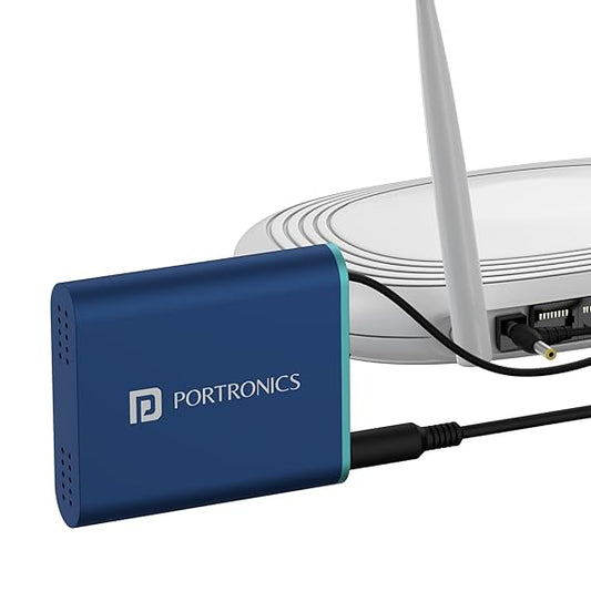 Portronics Power Plus Advanced Mini Router UPS for 12V DC WiFi Router Broadband Modem, 4 Hours Playback, Router UPS Power Backup During Power Cuts, Surge & Discharge Protection, Portable UPS(Blue)POR 1601
