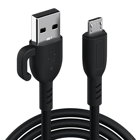 Portronics Konnect Core 3 USB-A to Micro Fast Charging Cable for Smartphones,Tablets, Speakers, Laptops & Other Micro USB Devices,Inbuilt Cable Management Hook,3.0A Max Output,Fast Data Sync(Black)POR 2881, 2882