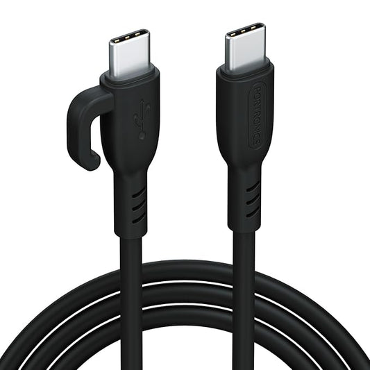 Portronics 60W Konnect Core 3 Type C to Type C Fast Charging Cable Cable for Smartphones,Tablets,Laptops & Other Type C Devices,In Built Cable Management Hook,Fast Data Sync,Strong PVC Material(Black)POR 2883, 2884