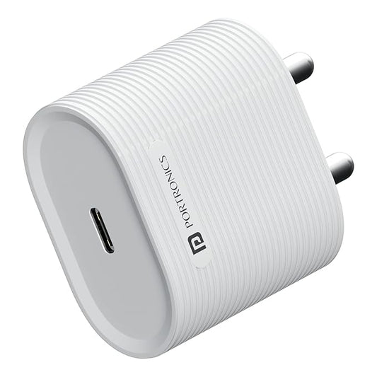 Portronics 35W Adapto 35G Type C PD Fast Charging Adaptor,PPS Support,GaN Technology, iPhone 16/15/14/13(Pro, Pro Max, Plus),iPads,Samsung Note/S/A/F/M Series,MacBook Air & Android Devices(White)POR 1243