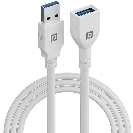 Portronics Uniconnect, 3M USB Extension Cable, Durable USB Type-A Male to Female Cable, Data Transfer & Charging, Compatible with Laptops, PCs, Printers & More(White)POR 3037, 2976, 3096
