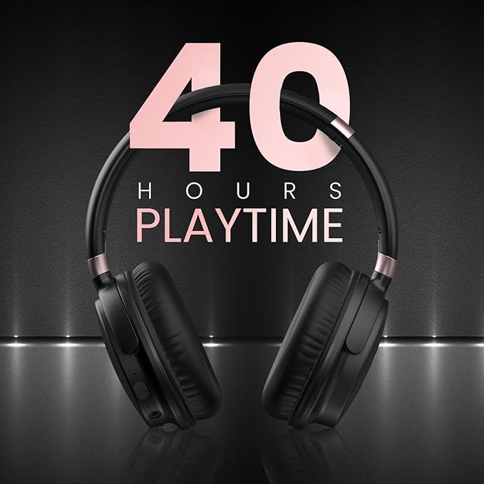 Portronics Muffs M3 Over Ear Headphones with ANC Enabled, Upto 40 Hours Playtime, in-Built Mic, 40mm Driver, Powerful Bass, Soft Ear Cushion, BT 5.3V, AUX in, Foldable Design, Type C Fast Charging POR 2574