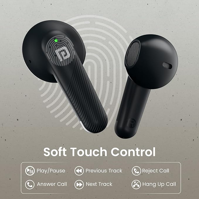 Portronics Harmonics Twins S18 in Ear TWS Earbuds with 30H Playtime, in Built HD Mic, Game/Music Mode, 13mm Dynamic Driver, Low Latency, Touch Control, Type C Fast Charging, Light Weight(Black)POR 2533, 2534