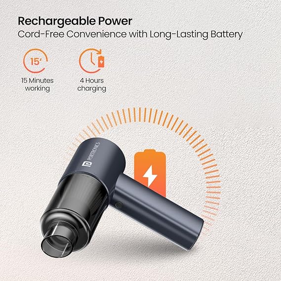 Portronics Mopcop Pro 2-in-1 Vacuum Cleaner & Air Blower, 10000Pa Powerful Suction, Handheld Cordless Design, Rechargeable Battery, Brushless DC Motor, Low Noise, for Car, Home, Appliances Cleaning POR 2670