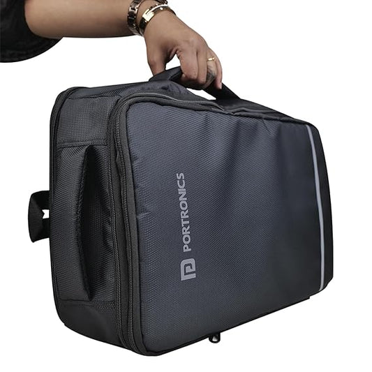 Portronics Elements U 2-in-1 Laptop Backpack & Luggage Bag with Spacious Compartments, for Laptops up to 15.6 Inches, Water-Resistant Fabric, Convertible Design, Secure Buckle, Unisex, Dark Grey