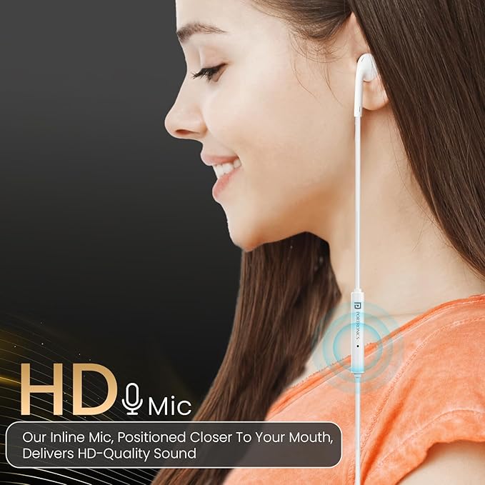 Portronics Conch Theta C in Ear Type C Wired Earphones with in Line HD Mic, Powerful Audio, 14.2mm Driver, Unique Earbuds Design, TPE Anti Tangle Wire, in line Controls, Wide Compatibility(White)POR 2749
