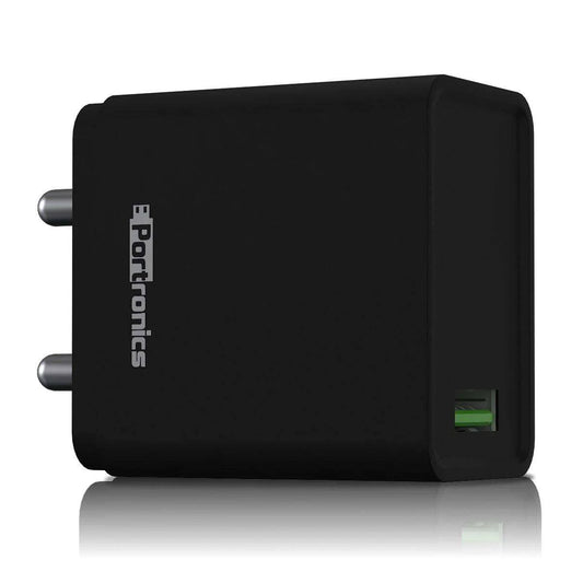 Portronics Adapto One,18W 3A Mach USB Charging Adaptor,Comes with 1m Type-C Cable Single Port Wall Charger for Iphone11/Xs/Xs Max/Xr/X/8/7/6/Plus,Ipad
