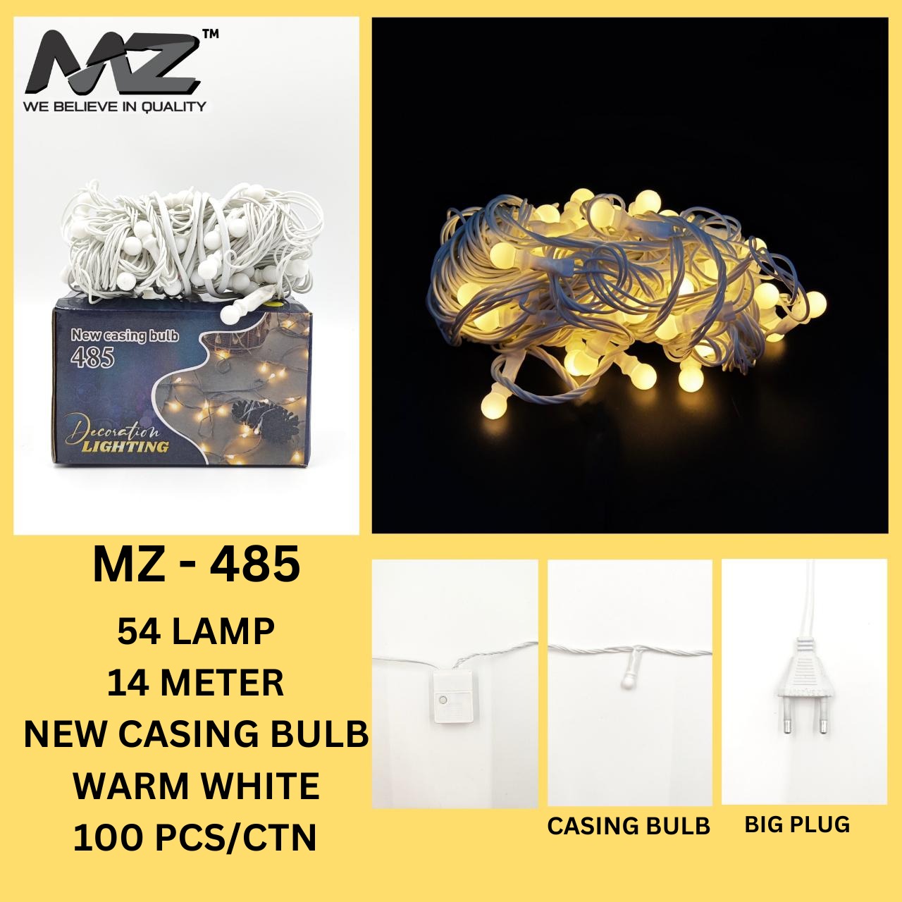 MZ-485,55 LAMP, 14 METER, NEW CASING BULB, WARM WHITE