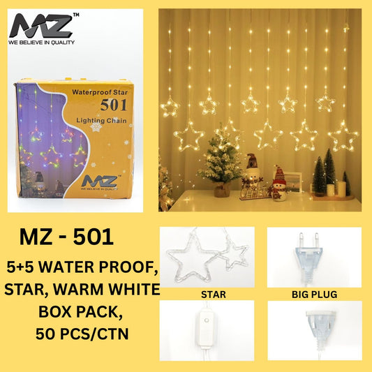 MZ-501  5+5 WATER PROOF STAR, BOX PACK, WARM WHITE
