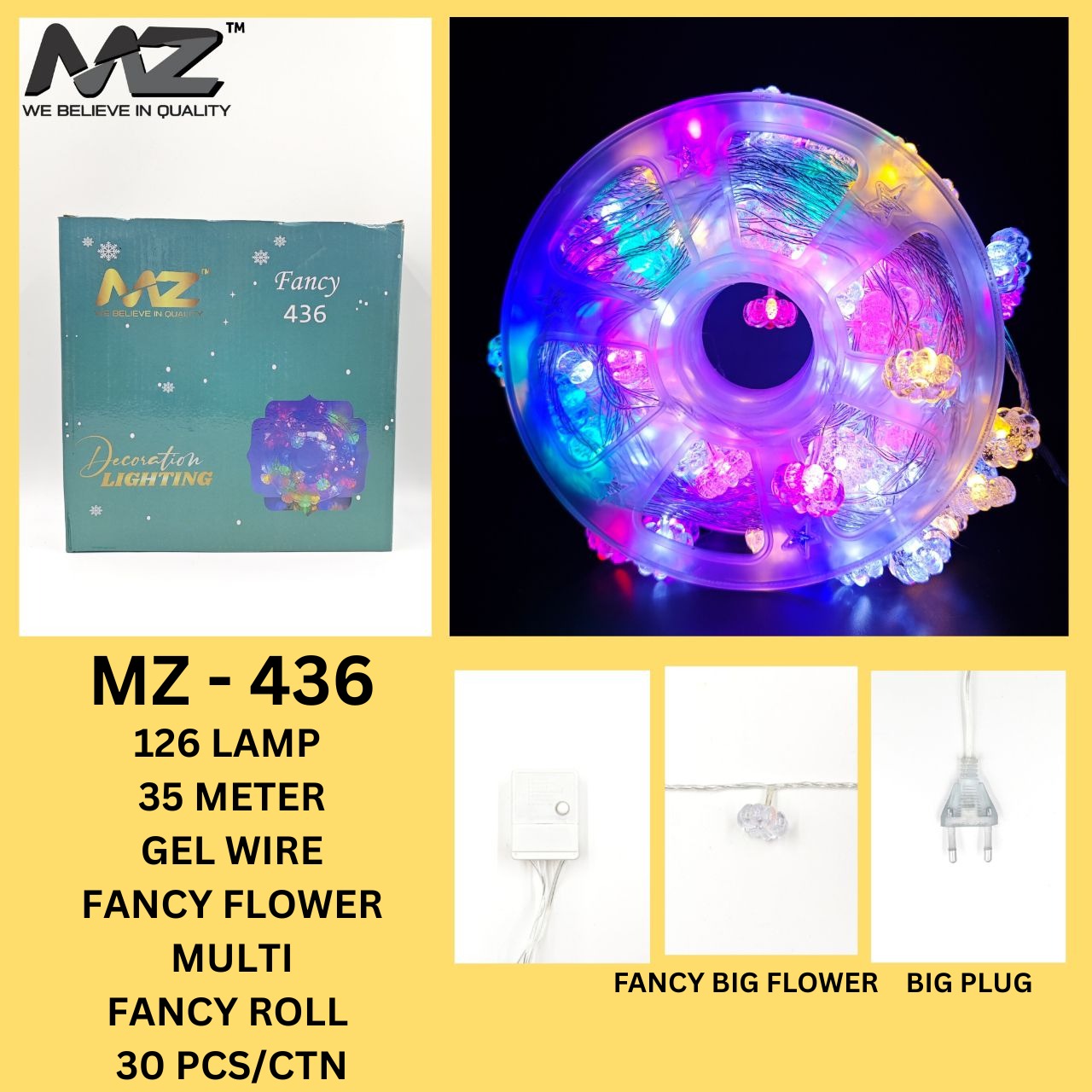 MZ-436 126 LAMP, 35 METER, GEL WIRE, FLOWER, FANCY, MULTI