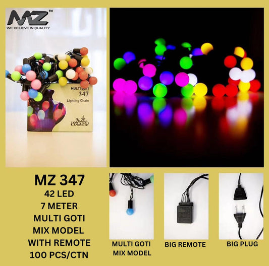 MZ-347,42 LAMP, 7 METER, MULTI GOTI, MIX MODEL, WITH REMOTE