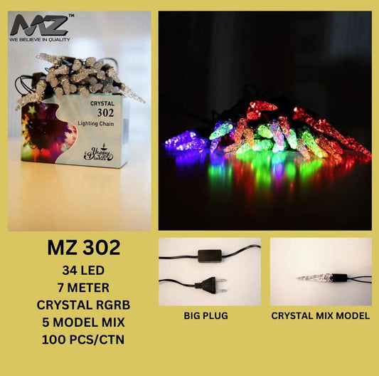 MZ-302,34 LED, 7 METER, CRYSTAL, 5 MODEL MIX RGRB