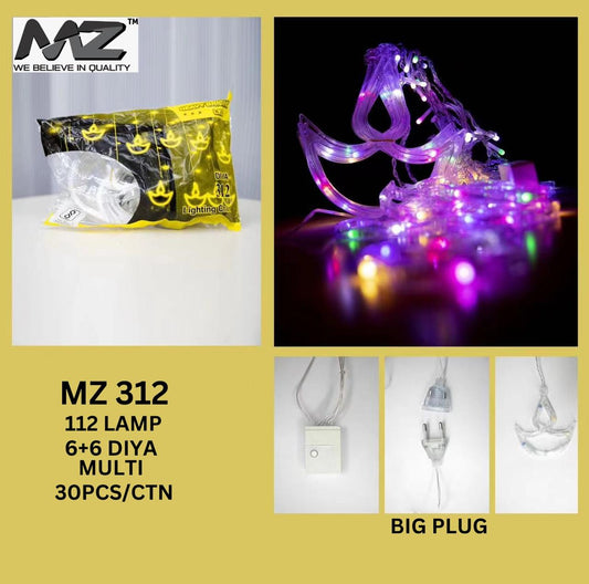MZ-312,112 LAMP, 6+6 DIYA, MULTI