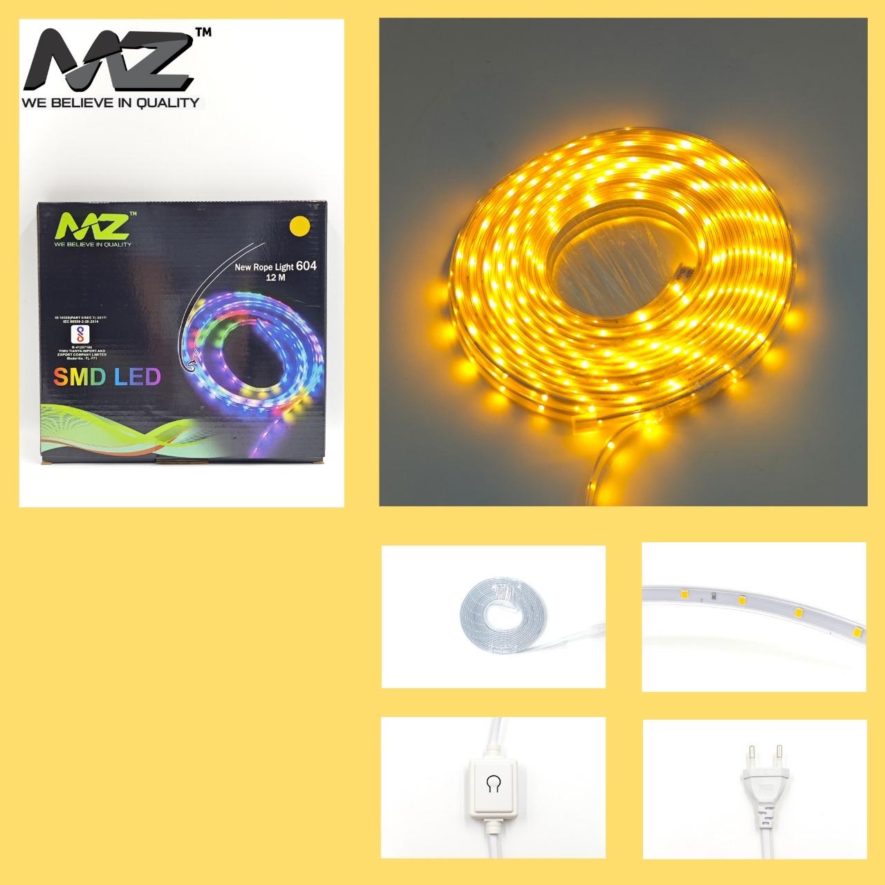 MZ-603,12 METER, NEW SLIM ROPE LIGHT, YELLOW